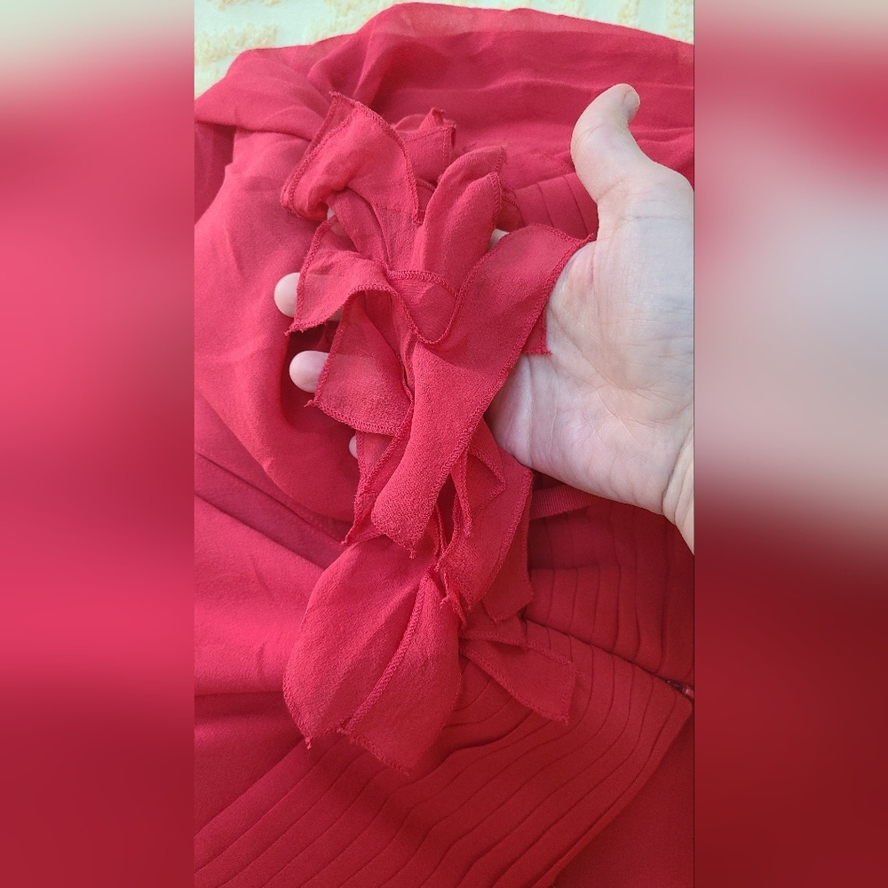 BCBG Maxazria 100% Silk Crimson Red Dress - Picture 14 of 15